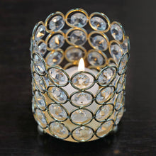 Load image into Gallery viewer, Exquisite Wedding Votive Tealight Crystal Candle Holder - Gold - 3.25" Dia x 3.5" Tall
