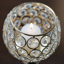 Load image into Gallery viewer, Sleek Pillar Crystal Votive Tealight Candle Holder Wedding Centerpiece - Gold - 16" Tall
