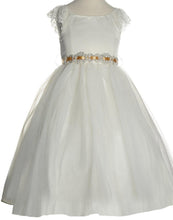 Load image into Gallery viewer, Sparkly Taffeta Bodice and Organza Overlay Skirt Dress - Ivory
