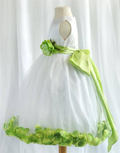 Load image into Gallery viewer, Tulle Overlay Flower Girl Petal Dress - Ivory
