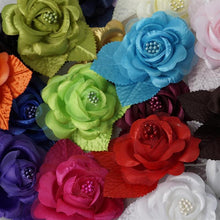 Load image into Gallery viewer, 12pcs Gold Mini Satin Ribbon Rose Flower Pearl Spray Wedding Appliques Sewing Decor Craft Supplies
