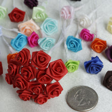Load image into Gallery viewer, 144 Artificial Fushia Satin Rose Bud DIY Craft Flower Applique Brooch
