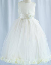 Load image into Gallery viewer, Tulle Overlay Flower Girl Petal Dress - Ivory
