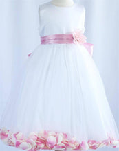 Load image into Gallery viewer, Tulle Overlay Flower Girl Petal Dress - Ivory
