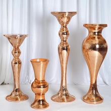 Load image into Gallery viewer, 36” Rose Gold Mirror Mosaic Polystone Floor Vase Wedding Aisle Prop Party Columns
