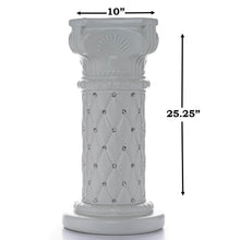 Load image into Gallery viewer, 4 PCS 10mm Crystal Studded White Wedding French Columns Plant Stand With Mirror Mosaic  - 25.25"x 10"
