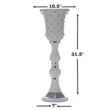 Load image into Gallery viewer, 10mm Crystal Bead Studded White Wedding French Columns With Mirror Mosaic Party Event Decoration - 31.5"x10.5" - 4PCS
