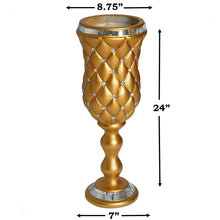 Load image into Gallery viewer, 24" Tall Crystal Beaded Gold Wedding French Columns With Mirror Mosaic Party Event Decoration - 6PCS

