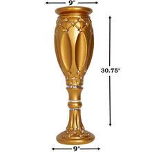 Load image into Gallery viewer, 31" Tall Crystal Beaded Gold Wedding French Columns With Mirror Mosaic Party Event Decoration - 4PCS
