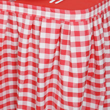 Load image into Gallery viewer, 21FT Perfect Picnic Inspired White/Red Checkered Polyester Table Skirt For Wedding Party Event
